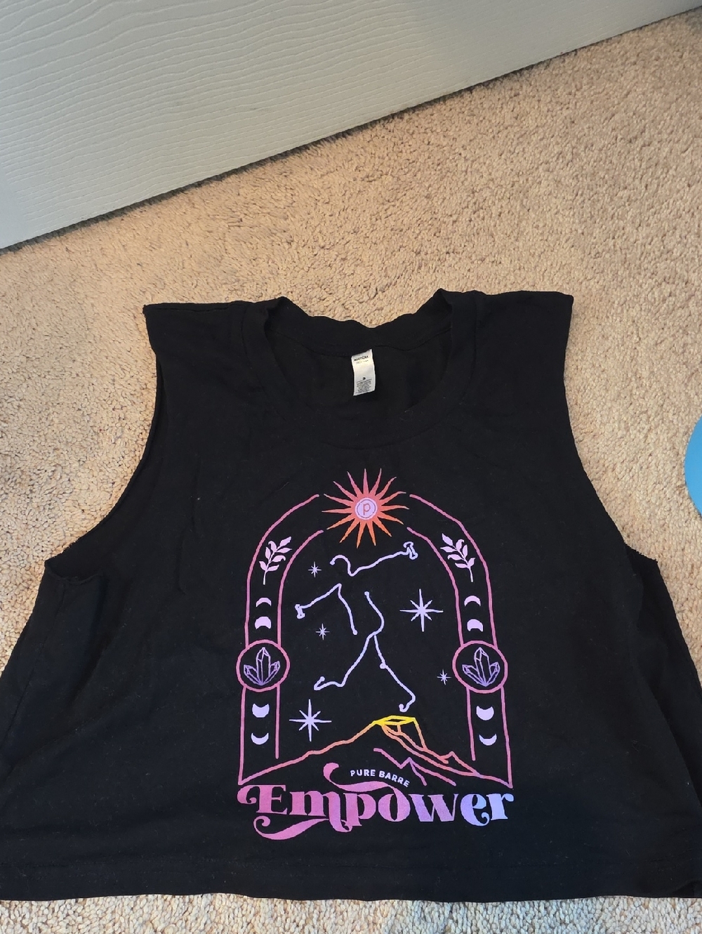 Pure Barre Black Graphic 'Empower' Cropped Tank